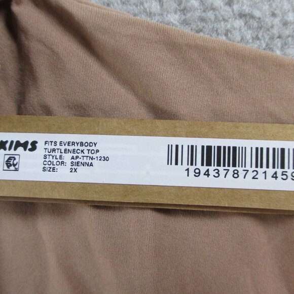 SKIMS Fits Everybody Turtleneck Top Womens 2X Sienna Tan Long Sleeve Stretch NWT - Picture 8 of 9